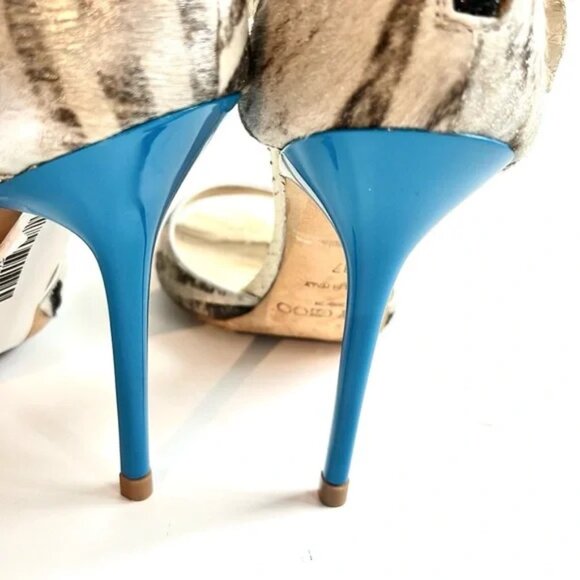 Jimmy Choo Opera Matt Python Pony White and Zebra Sandals - Picture 9 of 12